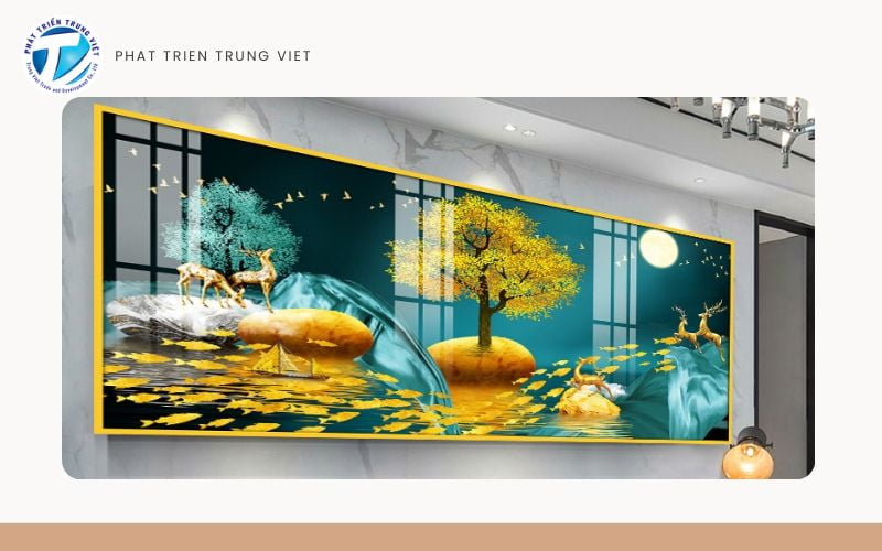 Tranh tráng gương treo tường phòng khách - Mẫu 1